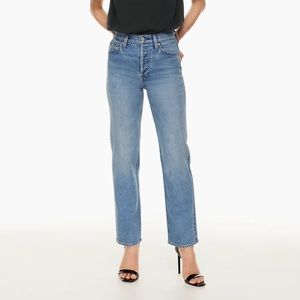 Aritzia Denim Forum Arlo High Rise Straight Blue Jeans